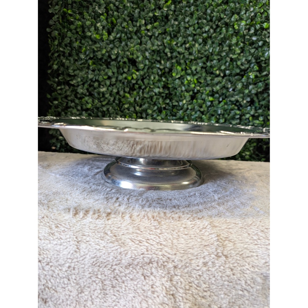 Vintage Shelton-Ware NYC Chrome Lazy Susan Embossed Floral Rotating Server Tray